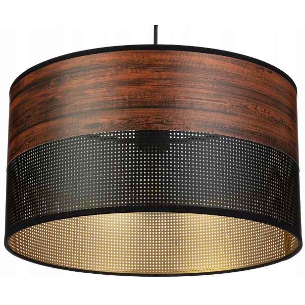 Závěsná lampa wenge černá, zlaté stínítko, střed