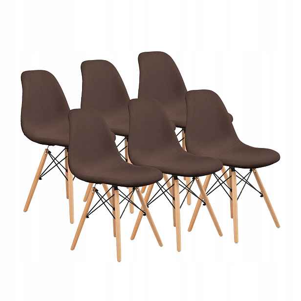 Furnify Křeslo Eira 6 ks čalouněné dřevěnými nohami Hnědé