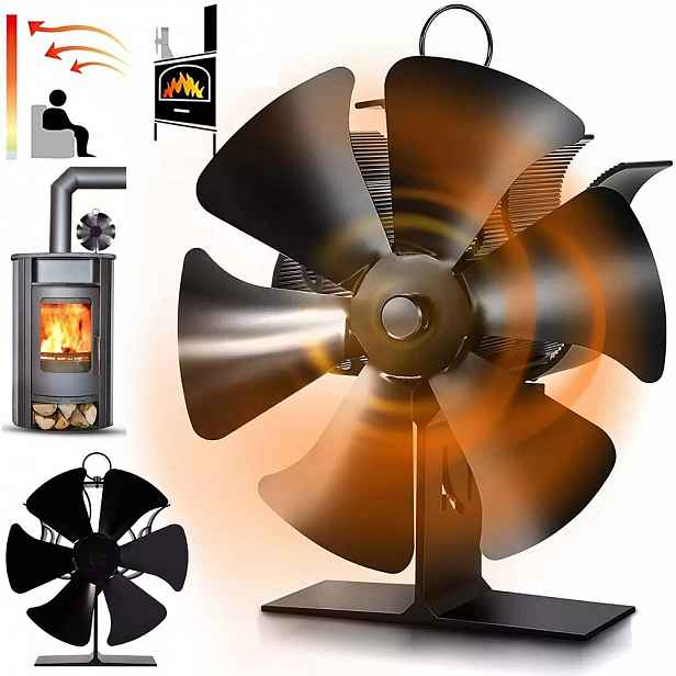Krbový Ventilátor 6 Čepelí Ohřívač Krb Napájený Teplem Větráček Eko