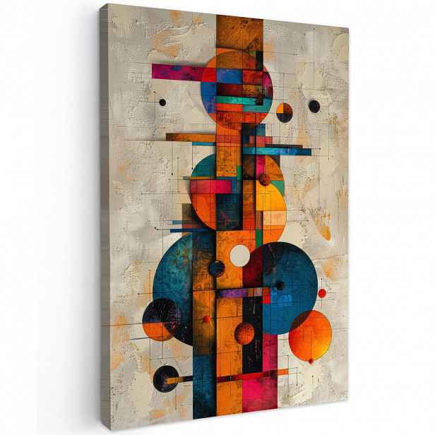 MuchoWow OBRAZ NA PLÁTNĚ Vintage - Moderní umění - Oranžová - Geometrické tvary 40x60 cm