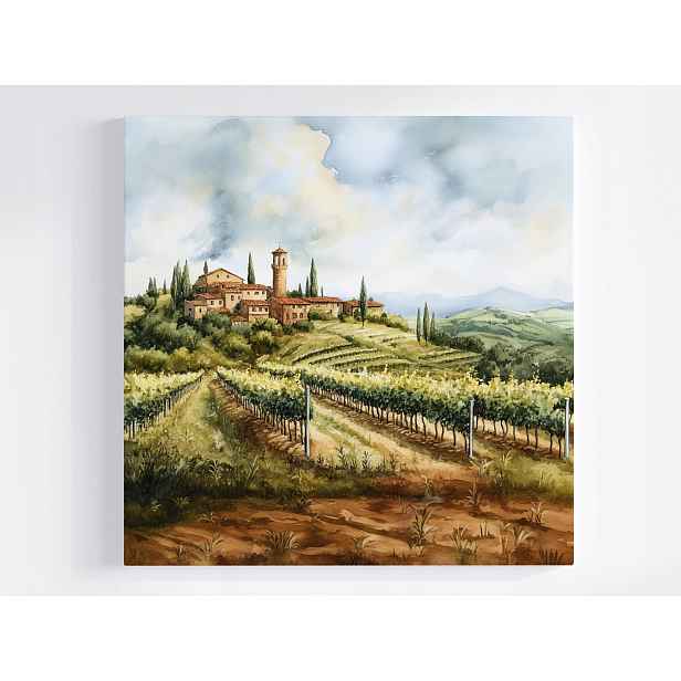 Obraz Na Plátně Canvas Krajina Pohled Itálie Toskánsko Vinice Město 50x50