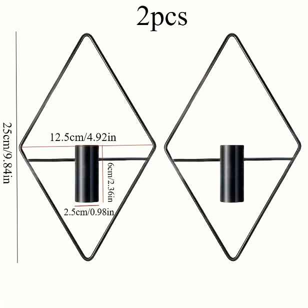 TEMU 2 ks, Diamantové závěsné květináče Kovová váza Vnitřní držák Moderní geometrická nástěnná dekorace pro domácí obývací pokoj Kancelář