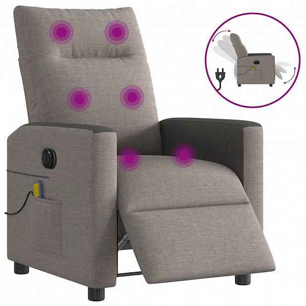vidaXL Elektrické masážní polohovací křeslo taupe textil