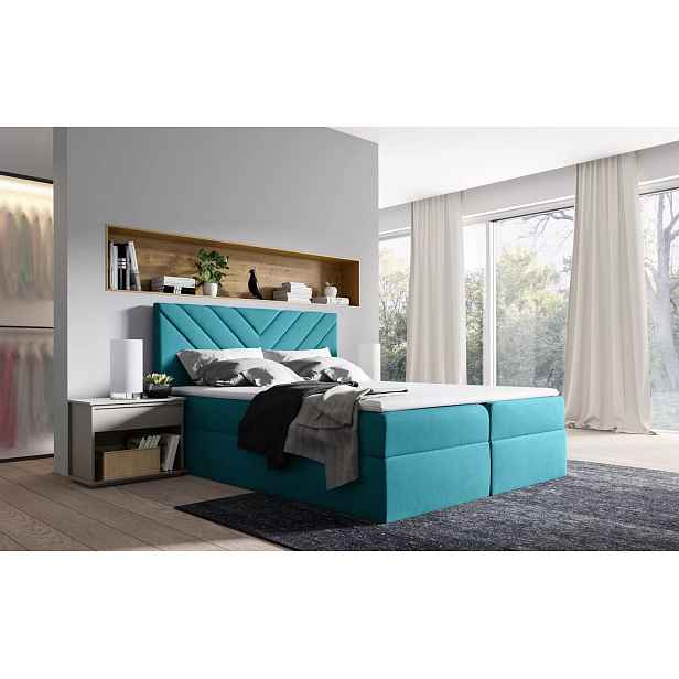 Kontinentální postel IVANA 6 - 160x220, modrá + topper ZDARMA