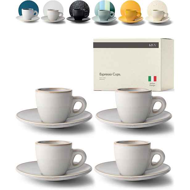 Sada šálků na espresso Kivy 4x75 ml Kamionka Béžově šedá