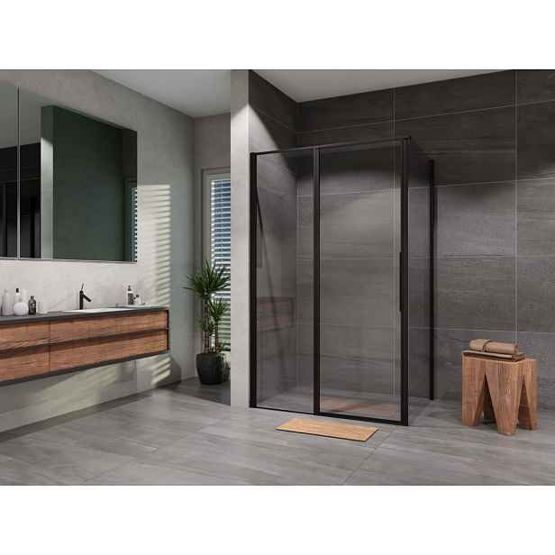 Sprchový kout obdélník otevírací s pevným segmentem Tadao 1100x900, černá, čiré sklo