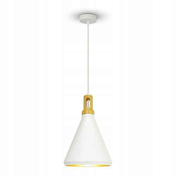 Závěsná lampa dřevěná bílá hnědá nad jídelním stolem, 25 cm V-tac