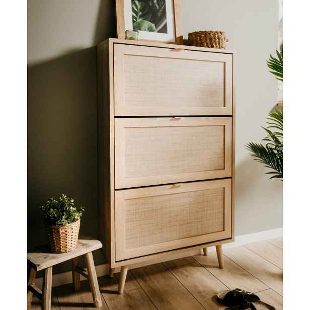 Botník s výklopnými dveřmi Bali, dub sonoma/výplet