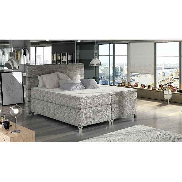 Boxspring Amadeo Rozměr: 140 x 200 cm, látka: Berlin  01, Varianta: Bez LED osvětlení
