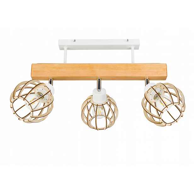 Dřevěná stropní lampa Lustr Stropní Svítidlo Loft bílá na 3x Klosz E27