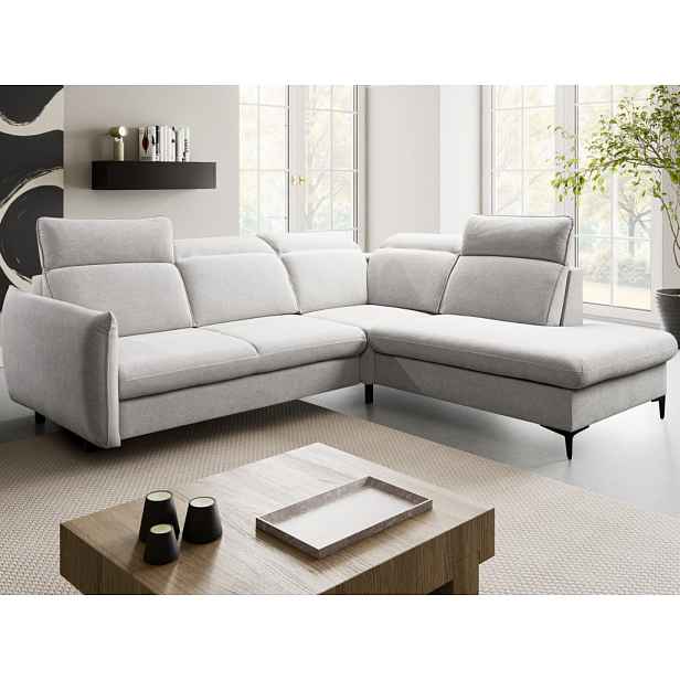 Rohová sedačka Glow, světle šedá látka, pravý roh