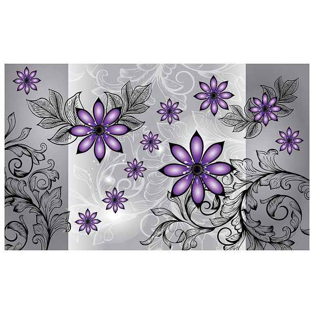 Tapeta Fialové Květiny na šedém pozadí 312x219 Elegantní Moderní lepidlo