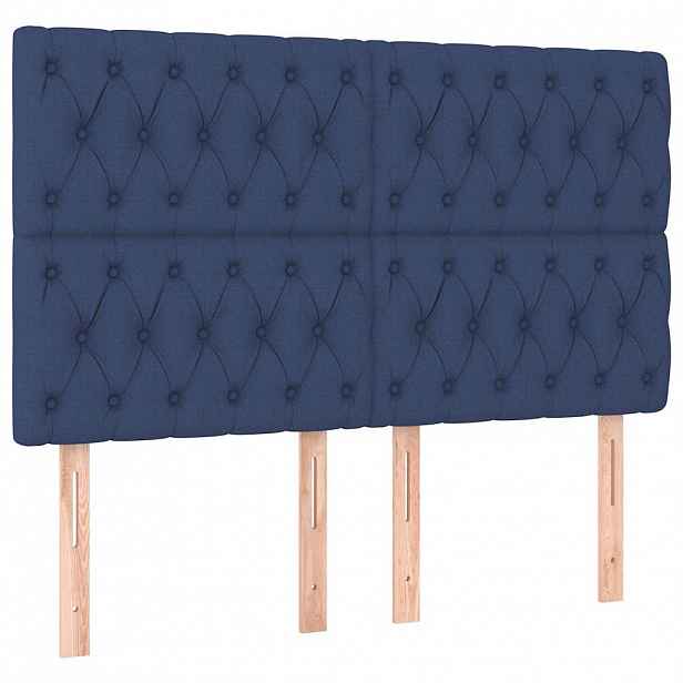 vidaXL Čelo postele modré 144x7x118/128 cm látkové
