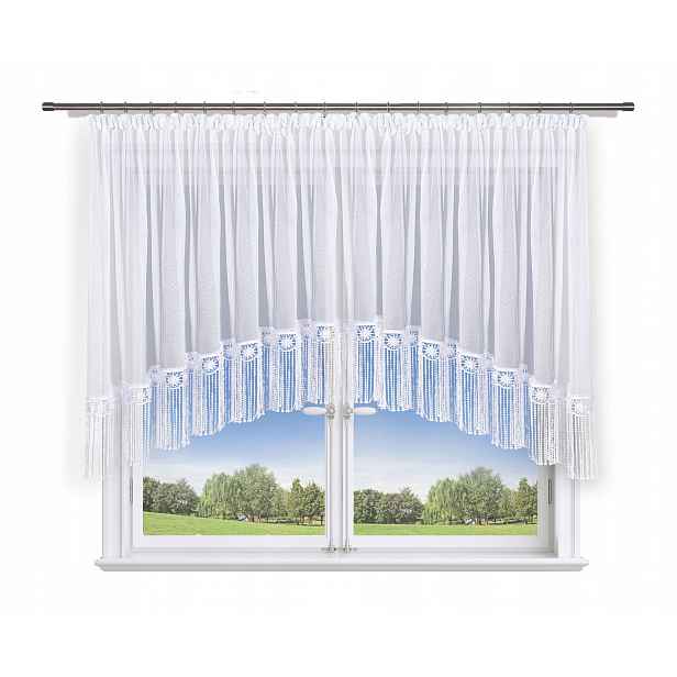 Záclona 500x140 oblouk markýza, 30 cm střapce, květina