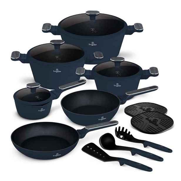 BERLINGERHAUS Sada nádobí s titanovým povrchem 15 ks Deep Sea Collection BH-8382
