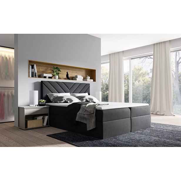 Kontinentální postel IVANA 6 - 160x220, černá + topper ZDARMA