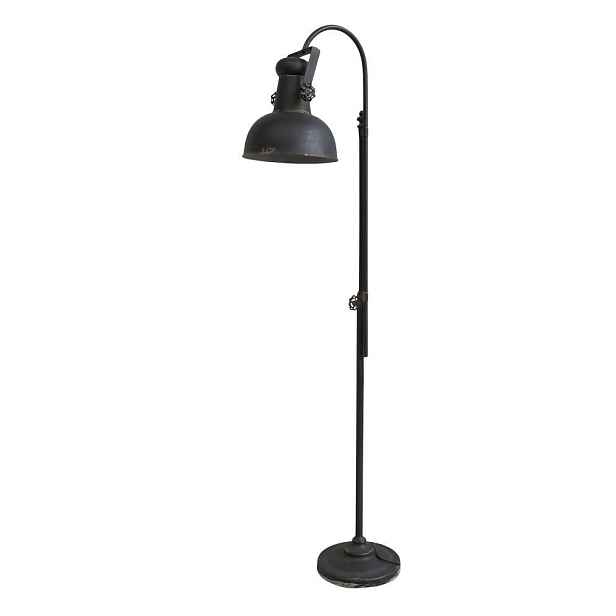 Černá antik kovová stojací lampa s patinou Factory - 175 cm / E27/ 60W Chic Antique