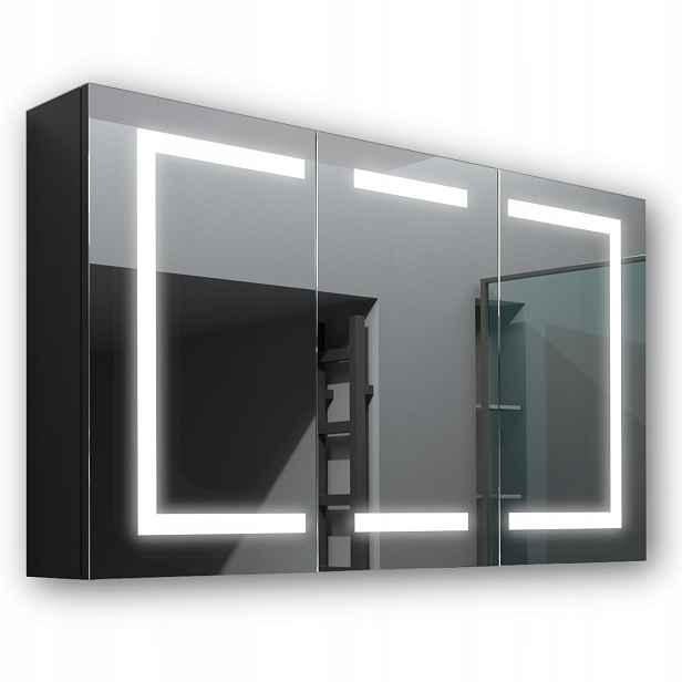 Dřevěná skříňka 120x70 Led zrcadlo Zeus Černá