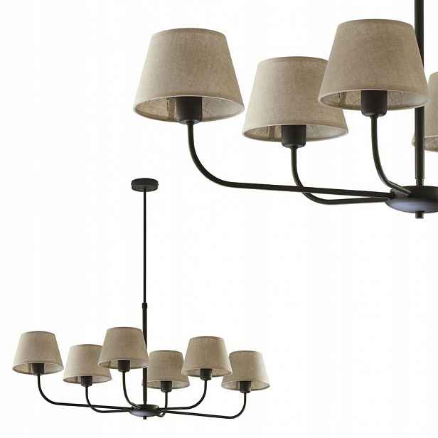 Závěsná lampa Stropní lustr Kov Černá Látka E27 100 cm Tk Lighting