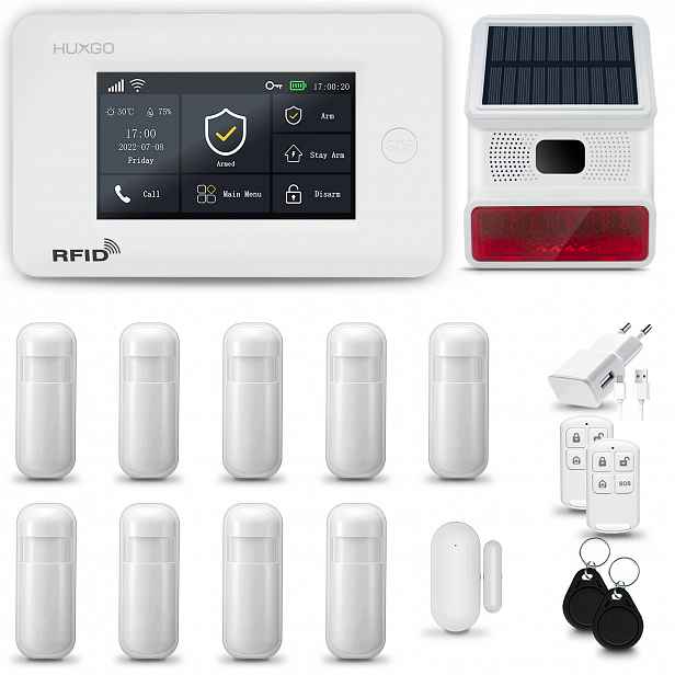 Bezdrátový alarm WiFi+ Gsm 4G s aplikací Tuya, sada Huxgo HXA006 R9BS