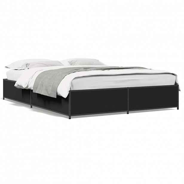 vidaXL Rám postele černý 135 x 190 cm kompozitní dřevo a kov