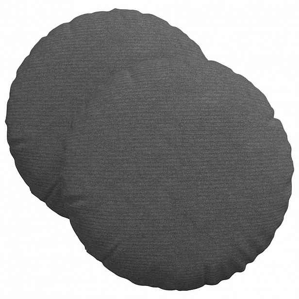 vidaXL Polštáře na sedadla 2 ks Žebrovaná látka Tmavě šedá Ø 40 cm