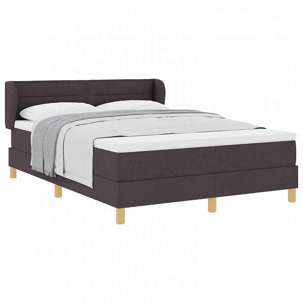 vidaXL Postel s boxspringem s matrací Tmavě hnědá 140 x 190 cm textil