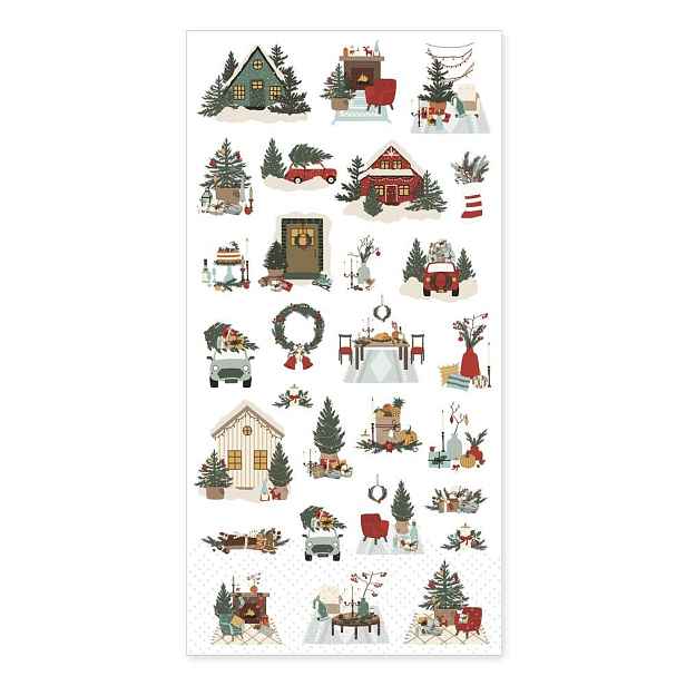 Bílé vánoční ubrousky s veselými motivy - 40*40/20*10cm (16ks) Chic Antique