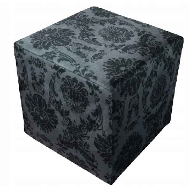 Taburet 40x40 Jiřina vzor ornament samet plyšové barvy