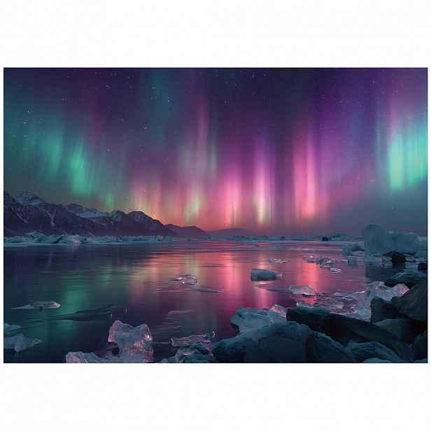 Wallarena FOTOTAPETA krajina s polární září fialová 150x105 cm