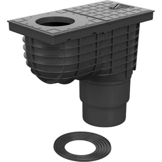 Chuděj Lapač střešních splavenin spodní D110/D125; Standard KV110/120ST (Gajgr; Geiger) s volitelným odtokem; černý