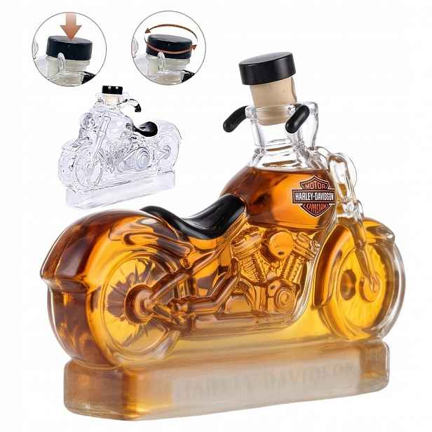 Karafa na whisky 350 ml ve tvaru motocyklu Sklo do baru