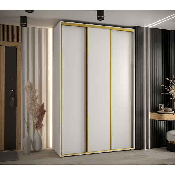 Šatní skříň ASIRI 1 - 160/60 cm, bílá / zlatá