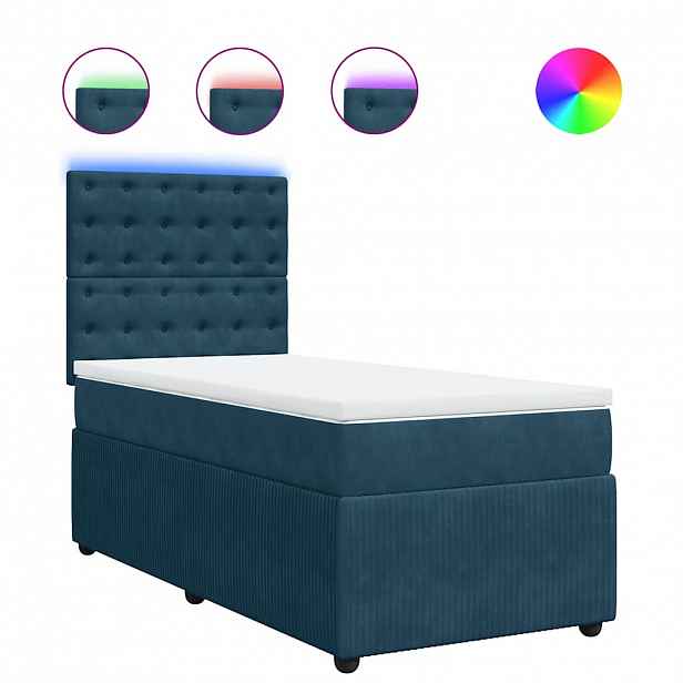 vidaXL Box spring postel s matrací modrá 90 x 200 cm samet