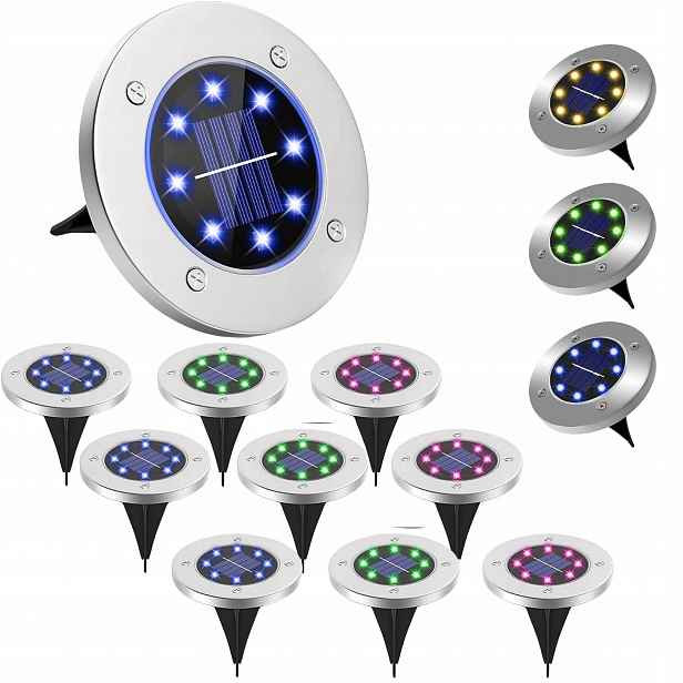 Solární Lampy Rgb Zapichovací Zahradní Disky Lampička Barva Disk 12 Ks Do Země