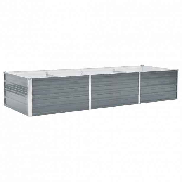 vidaXL Vyvýšený záhon pozinkovaná ocel 240 x 80 x 45 cm šedý