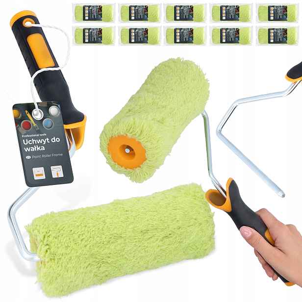 10x Malířský Váleček 18 cm Zásoba Vložka Váleček Sada Malování Rukojeť Hřídel H0-T
