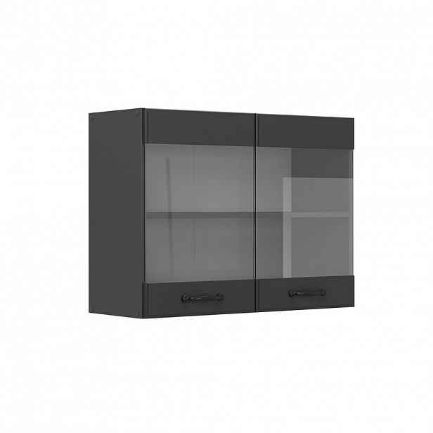 Vicco SKLENĚNÁ KUCHYŇSKÁ SKŘÍŇKA R-Line Antracitový venkovský dům 80 cm