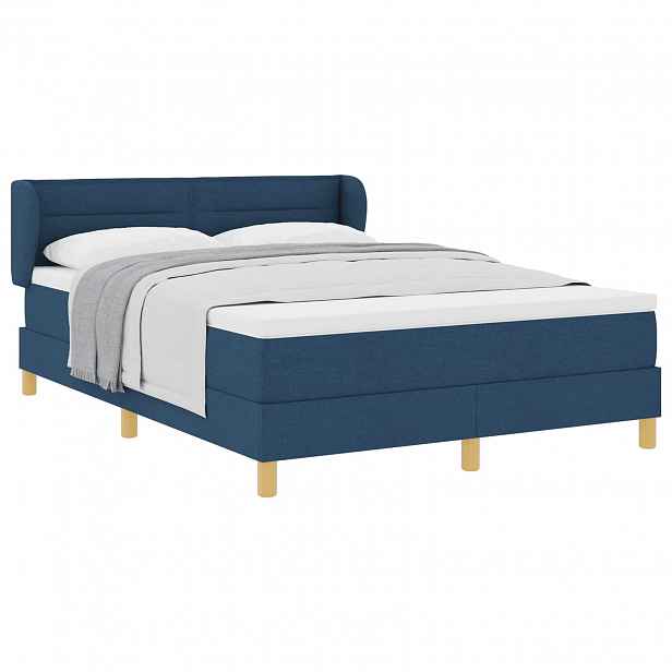 vidaXL Postel s boxspringem s matrací s čelo Modrá 140 x 190 cm textil