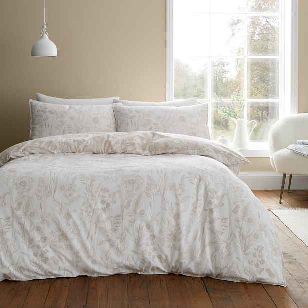 Béžové flanelové povlečení na dvoulůžko 200x200 cm Floral Toile – Bianca