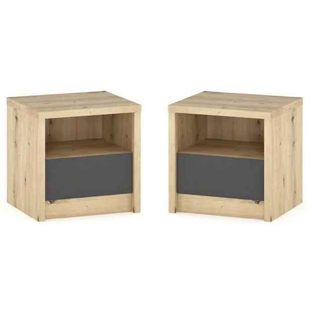 Casarredo Set 2 kusů nočního stolku DOMINKA dub artisan/šedý