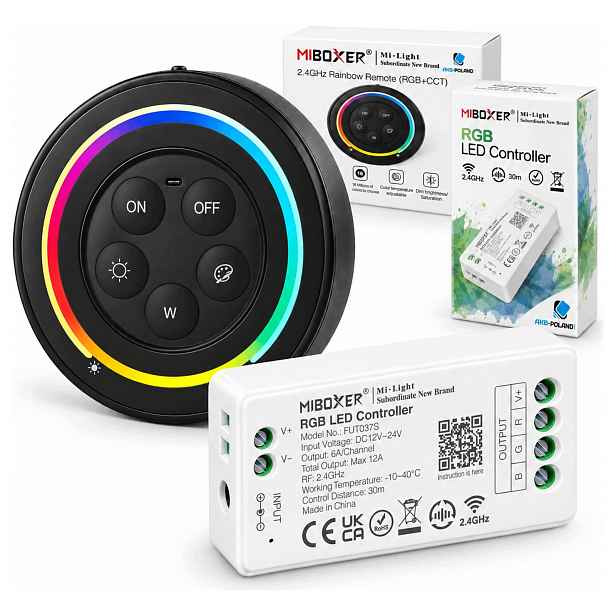Led Ovladač Dálkový Ovladač Na Stěnu MiBOXER Černý S2 216W Rgb FUT037S Set