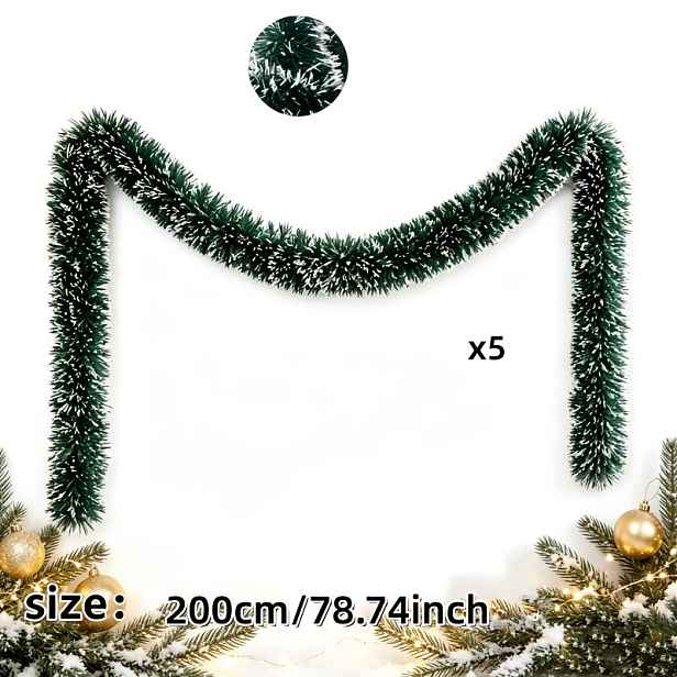 TEMU Balení 5 proužků = 10 metrů prémiové bílo-zelené vánoční stuhy pro atmosférickou dekoraci, flexibilní a nadýchané, sváteční závěsná dekorace,