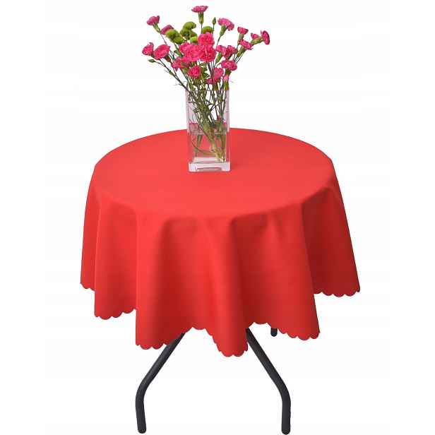 Ubrus Odolný Proti Skvrnám, Pastelový, Kulatý, Červený, 140 CM