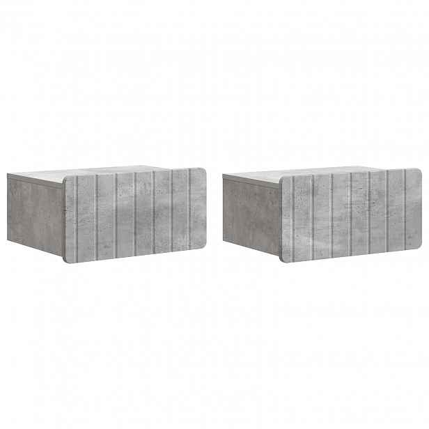 vidaXL Nástěnný noční stolek 2 ks Betonově šedá 49 x 34,5 x 24 cm