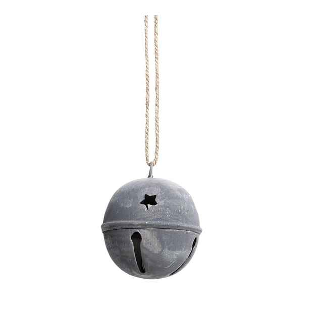Zinková antik závěsná kovová rolnička na provázku Bell - Ø 6 cm Chic Antique