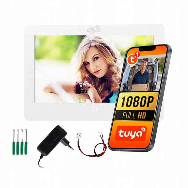 Bílý Monitor Pro Videodomofon VS20072T WiFi Dotyk Audio Aplikace Tuya Dvs