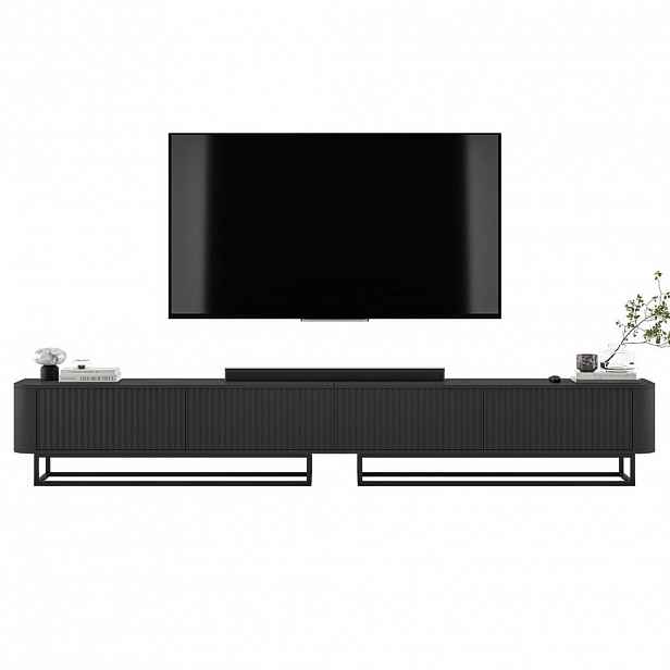 Meble Lindner TV stolek Aurora, sada 2 kusů s kovovým rámem, matná černá, 280 cm