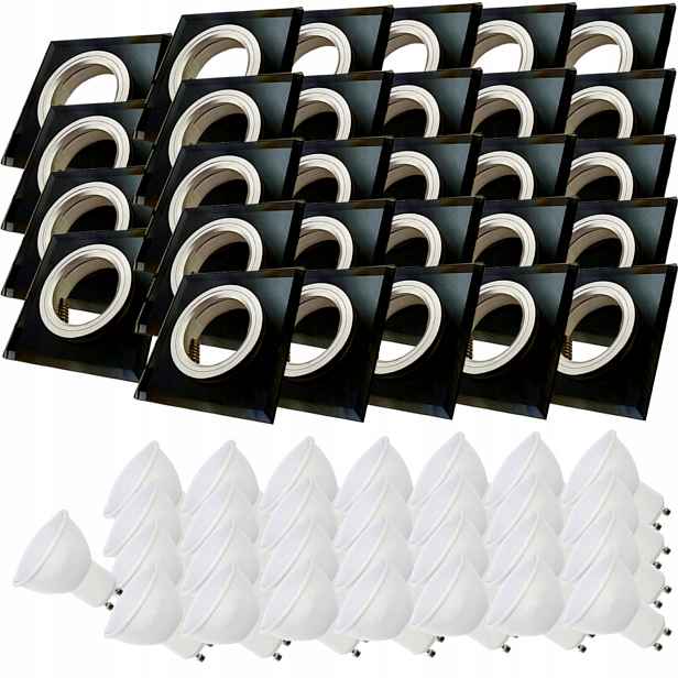 29x Černá Skleněná Stropní Lampa Čtverec Objímka Očko Led Žárovky 7W