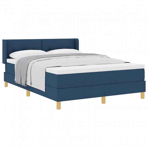 vidaXL Postel s boxspringem s čelo Modrá 200 x 140 cm textil